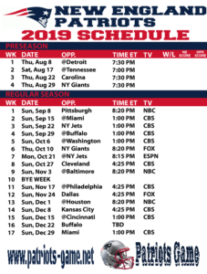 patriots game schedule 2019 – Patriots Game